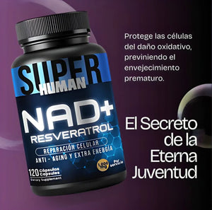NAD + Resveratrol - Cápsulas de Reparación Celular Antienvejecimiento y Energía Extra (120 Cápsulas)